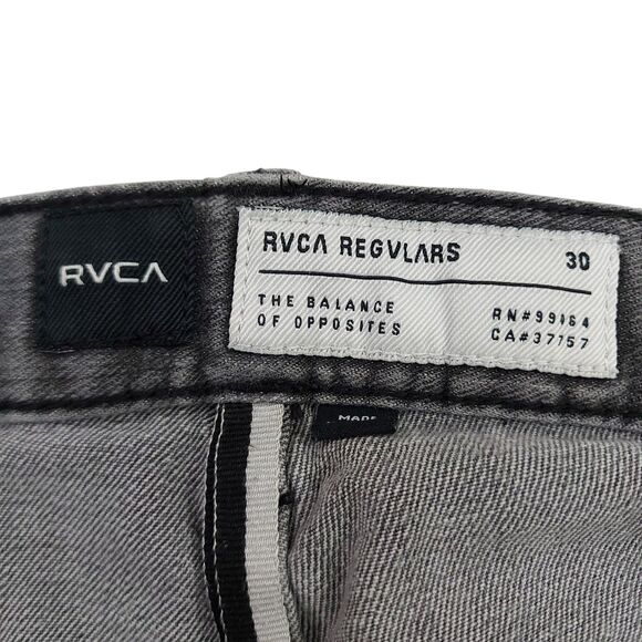 RVCA Regvlars Jeans Mens 30x27 Gray Straight Leg Cotton Blend Casual Work Denim - Picture 8 of 11
